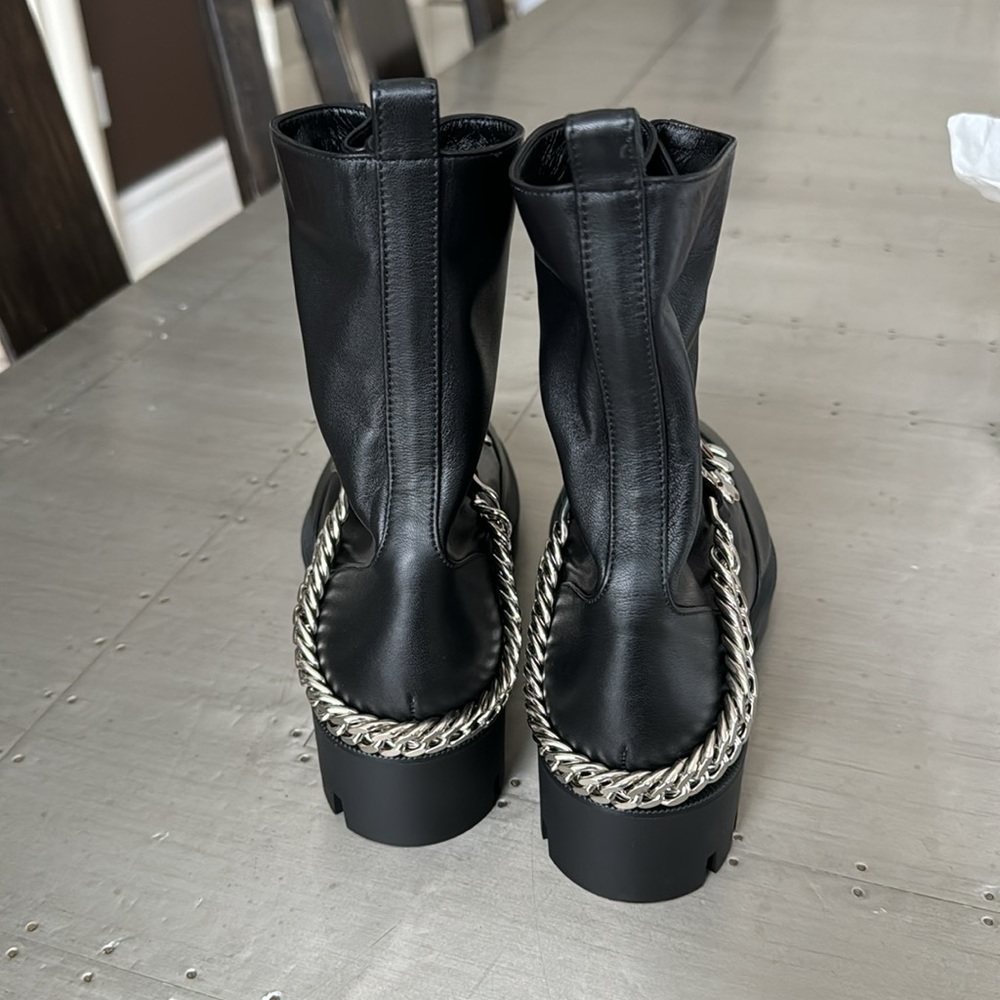 Christian Louboutin horse flat black leather boot bootie military weather  36.5 - Picture 5 of 10